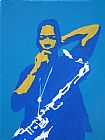 Pop art trane in blue painting